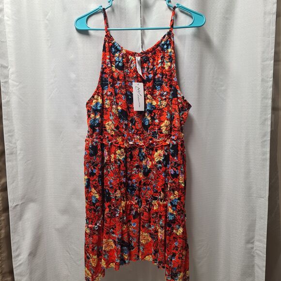 NWT NY Collection Womens Orange Floral Lace Dress | Size: L - Picture 1 of 5